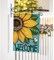 Welcome Spring Summer Sunflower Decorative Garden Flag, Floral Bumble Bee Blue Yard Outside Decorations